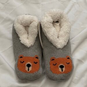 Gymboree Gray and Brown Bear Slippers